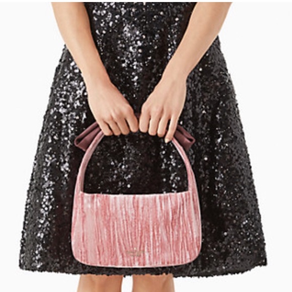Kate spade bow crush velvet fabric baguette bag - Picture 7 of 7